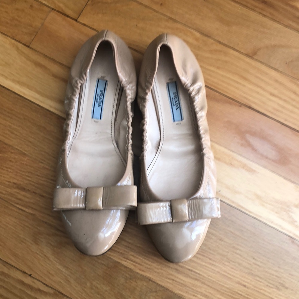 Prada! Gently used nude patent leather flats